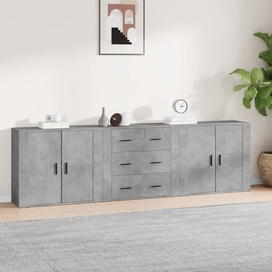 Sideboards 3 pcs Concrete Grey Engineered Wood