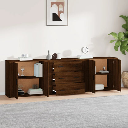 Sideboards 3 pcs Brown Oak Engineered Wood