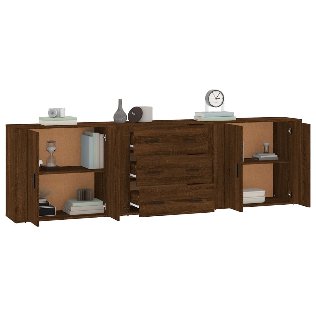 Sideboards 3 pcs Brown Oak Engineered Wood