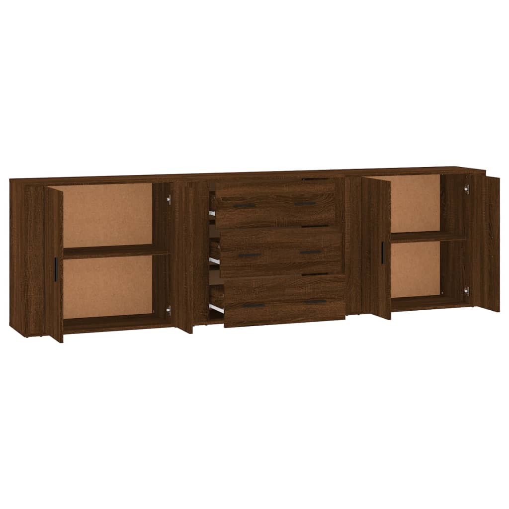 Sideboards 3 pcs Brown Oak Engineered Wood