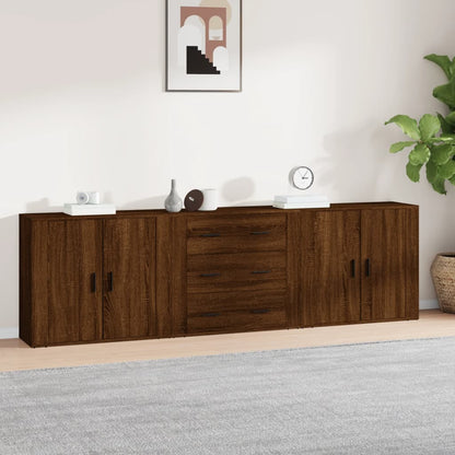 Sideboards 3 pcs Brown Oak Engineered Wood