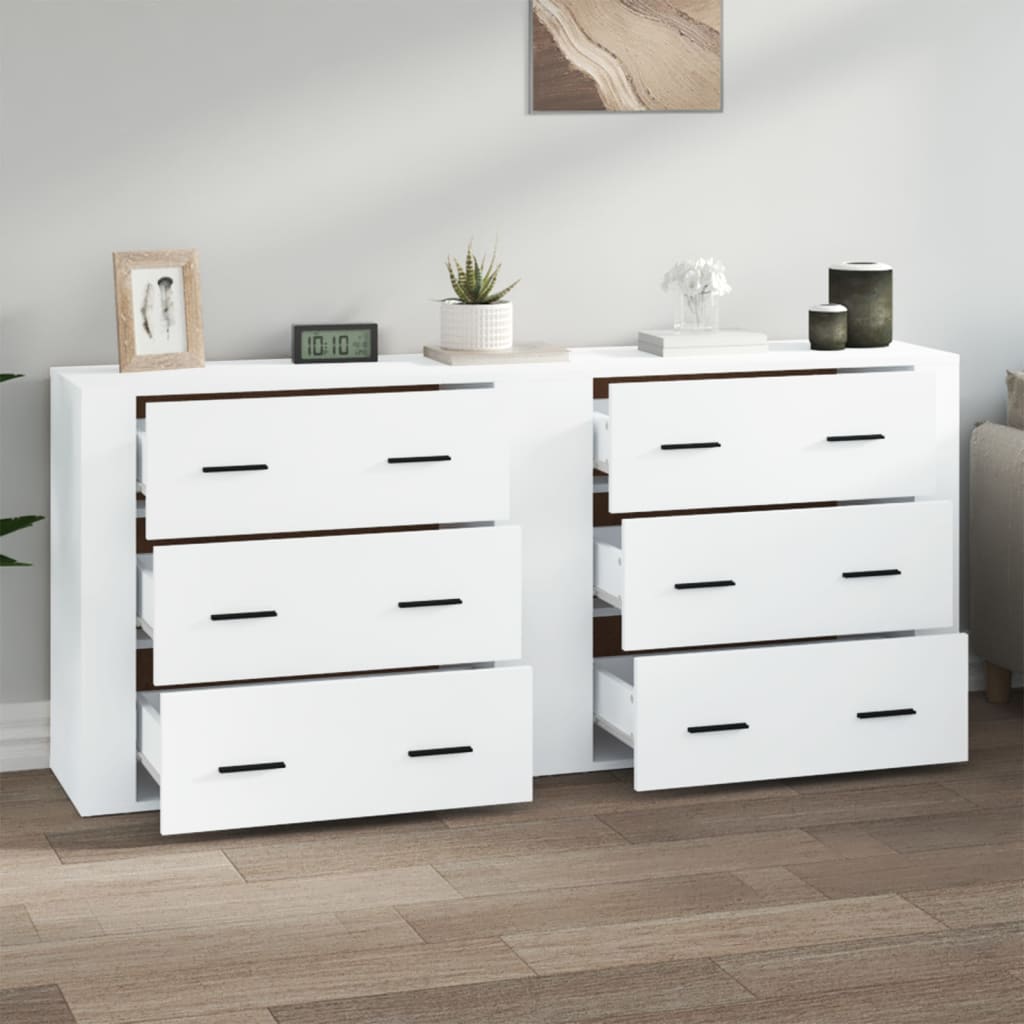 Sideboards 2 pcs White Engineered Wood