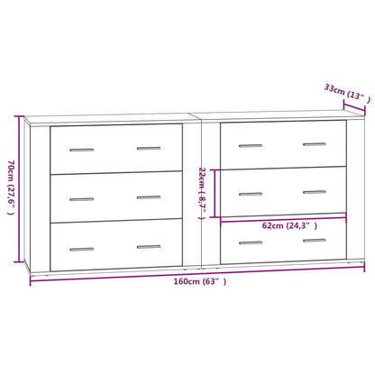 Sideboards 2 pcs White Engineered Wood