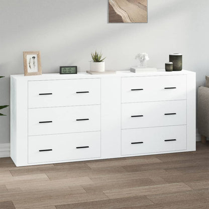 Sideboards 2 pcs White Engineered Wood