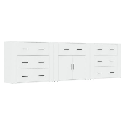 Sideboards 3 pcs White Engineered Wood