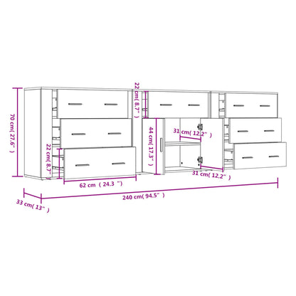 Sideboards 3 pcs Sonoma Oak Engineered Wood