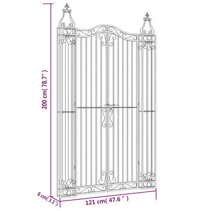 Garden Gate Black 121x8x200 cm Wrought Iron