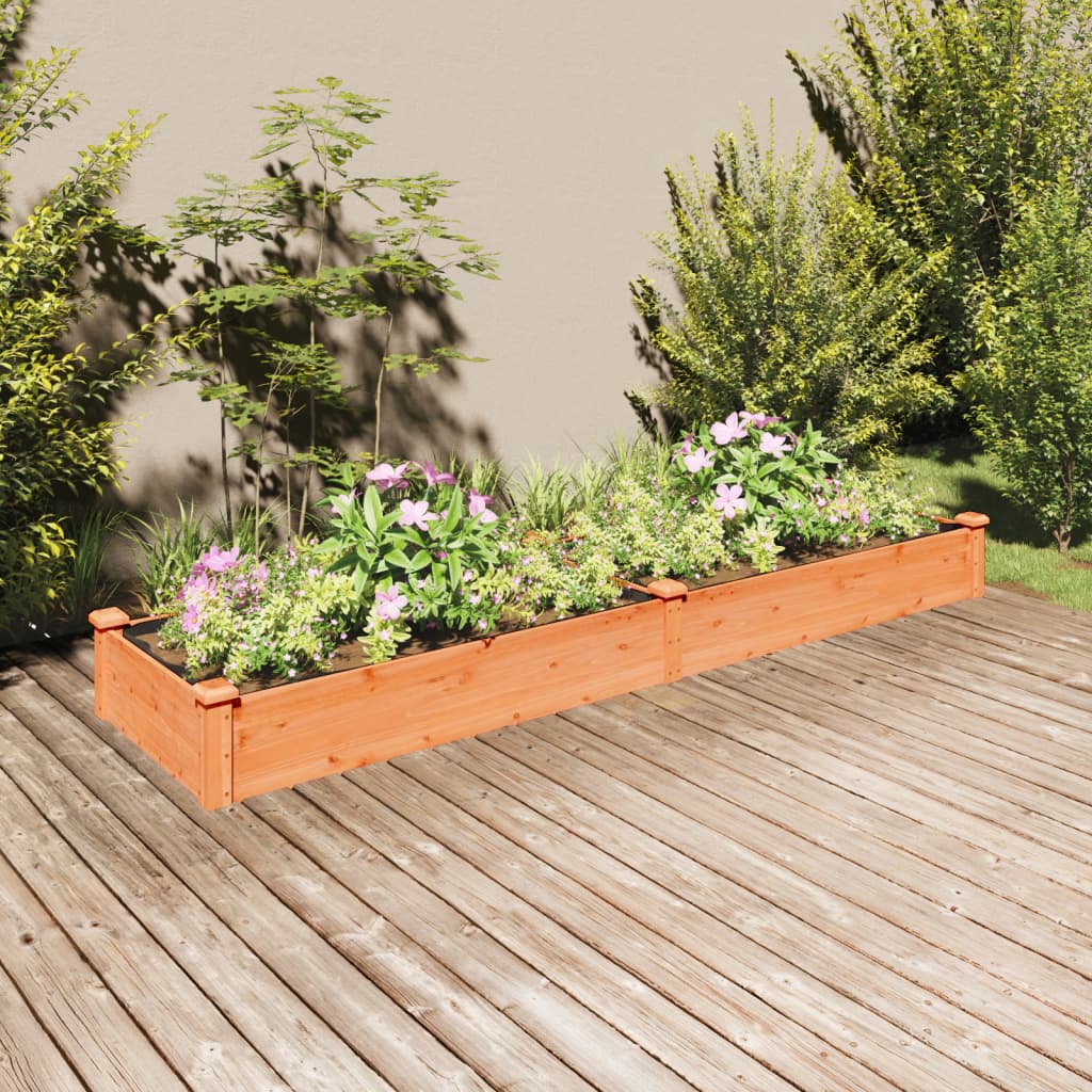 Garden Raised Bed with Liner Brown 240x60x25 cm Solid Wood Fir