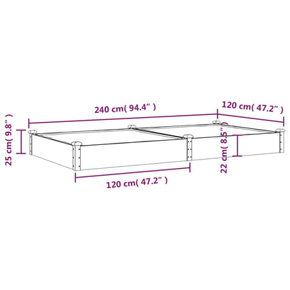 Garden Raised Bed with Liner Grey 240x120x25 cm Solid Wood Fir