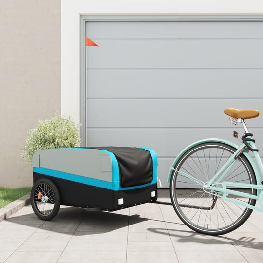 Bike Trailer Black and Blue 45 kg Iron