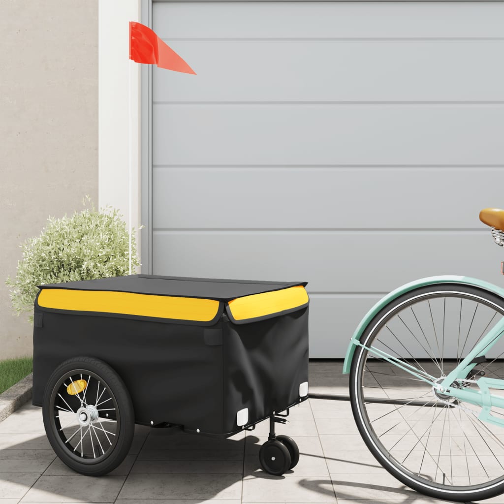 Bike Trailer Black and Yellow 45 kg Iron