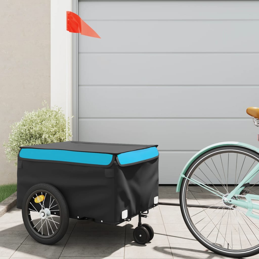 Bike Trailer Black and Blue 45 kg Iron