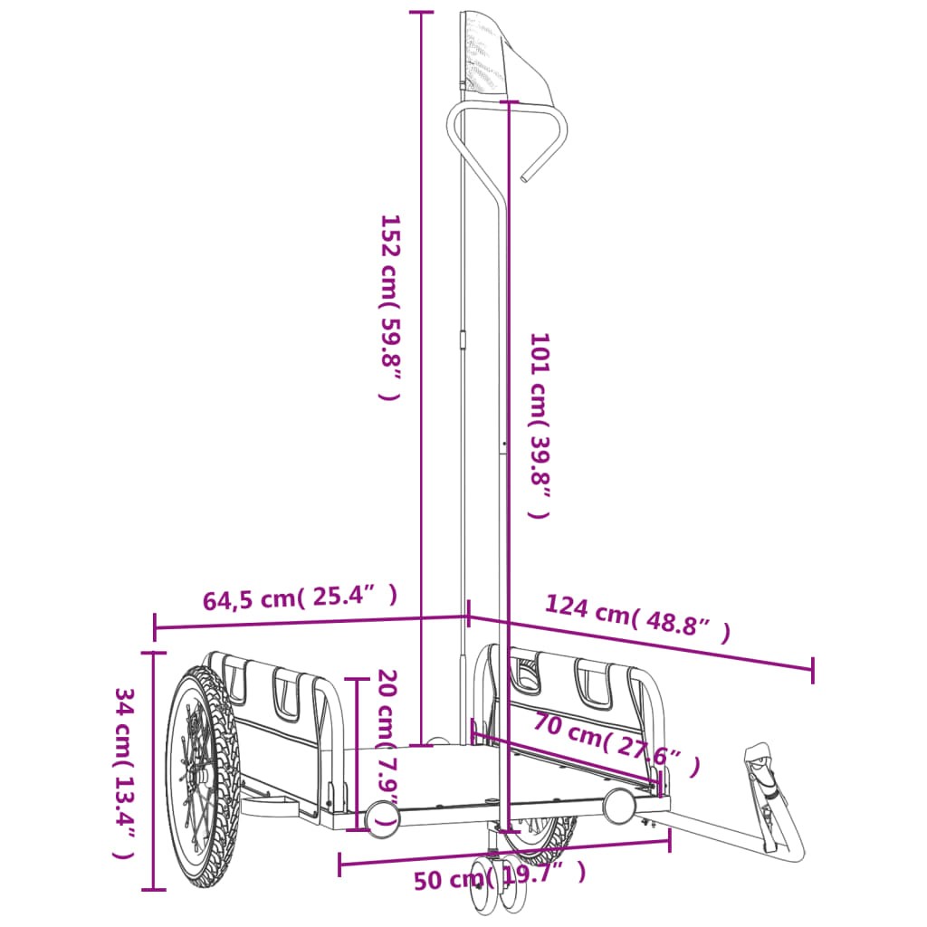 Bike Trailer Black Oxford Fabric and Iron