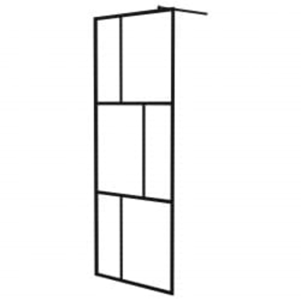 Walk-in Shower Wall with Shelf Black 80x195 cm ESG Glass&Aluminium