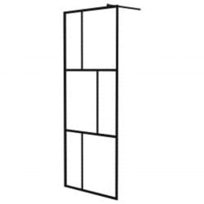 Walk-in Shower Wall with Shelf Black 80x195 cm ESG Glass&Aluminium