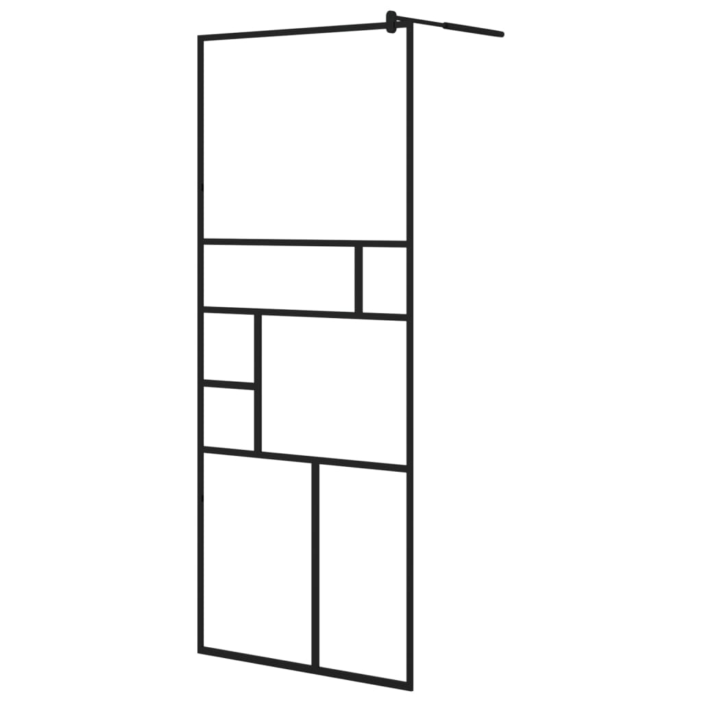 Walk-in Shower Wall with Shelf Black 80x195 cm ESG Glass&Aluminium