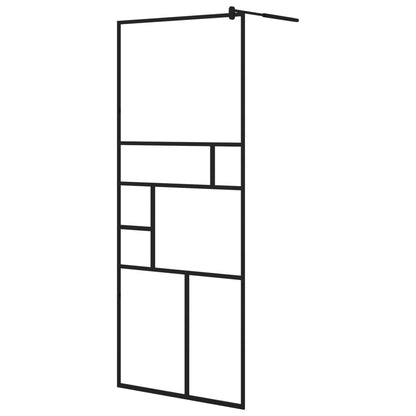 Walk-in Shower Wall with Shelf Black 80x195 cm ESG Glass&Aluminium