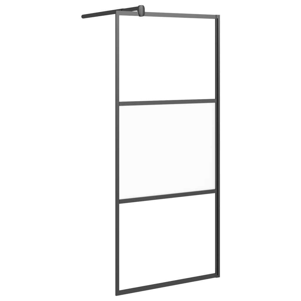 Walk-in Shower Wall with Shelf Black 80x195 cm ESG Glass&Aluminium