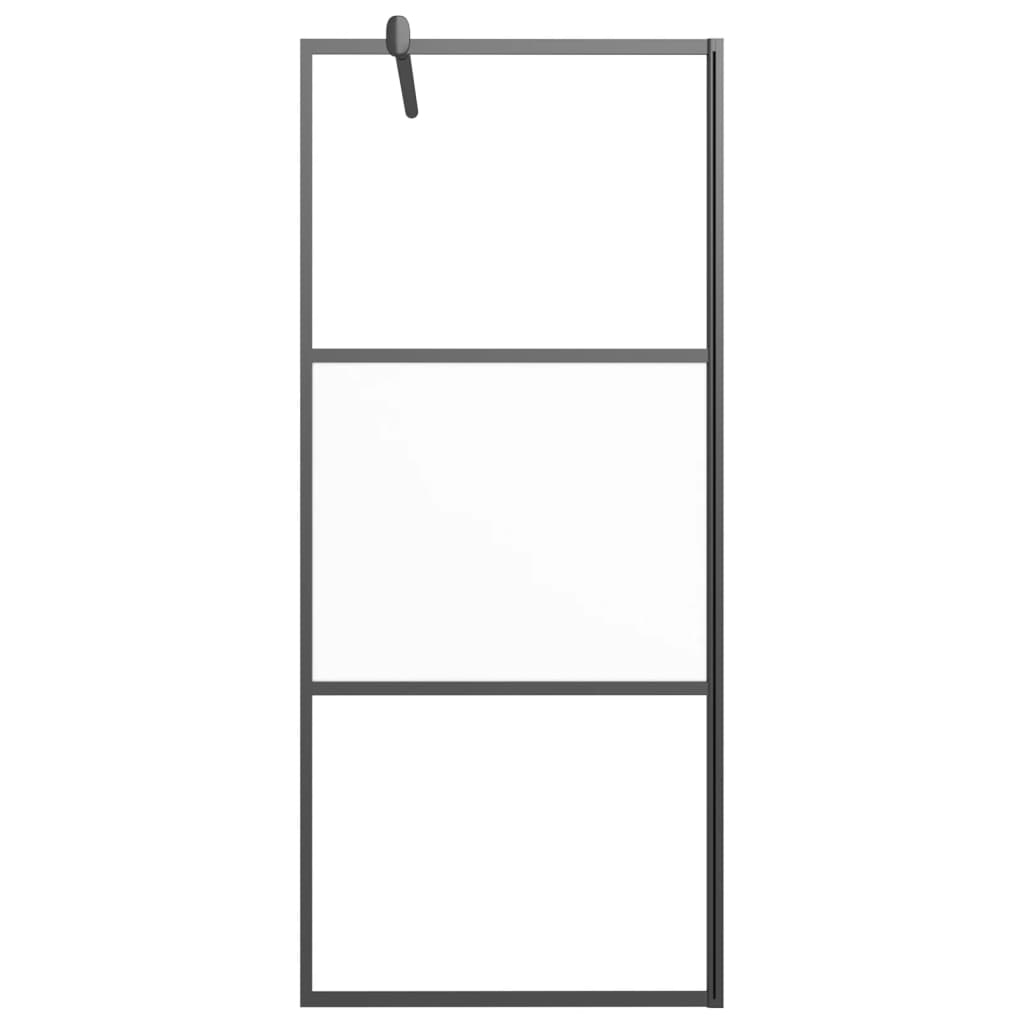 Walk-in Shower Wall with Shelf Black 80x195 cm ESG Glass&Aluminium