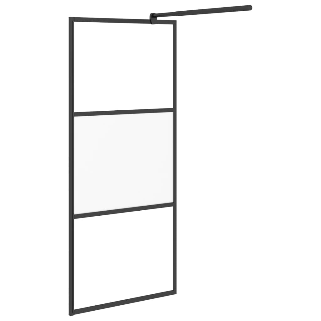 Walk-in Shower Wall with Shelf Black 80x195 cm ESG Glass&Aluminium