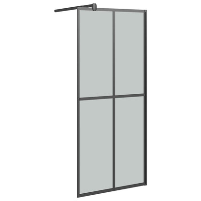 Walk-in Shower Wall with Shelf Black 80x195cm ESG Glass&Aluminium