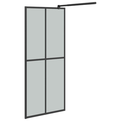 Walk-in Shower Wall with Shelf Black 80x195cm ESG Glass&Aluminium