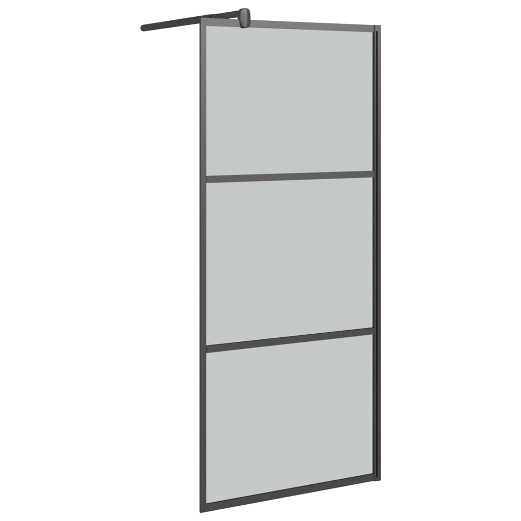 Walk-in Shower Wall with Shelf Black 80x195cm ESG Glass&Aluminium