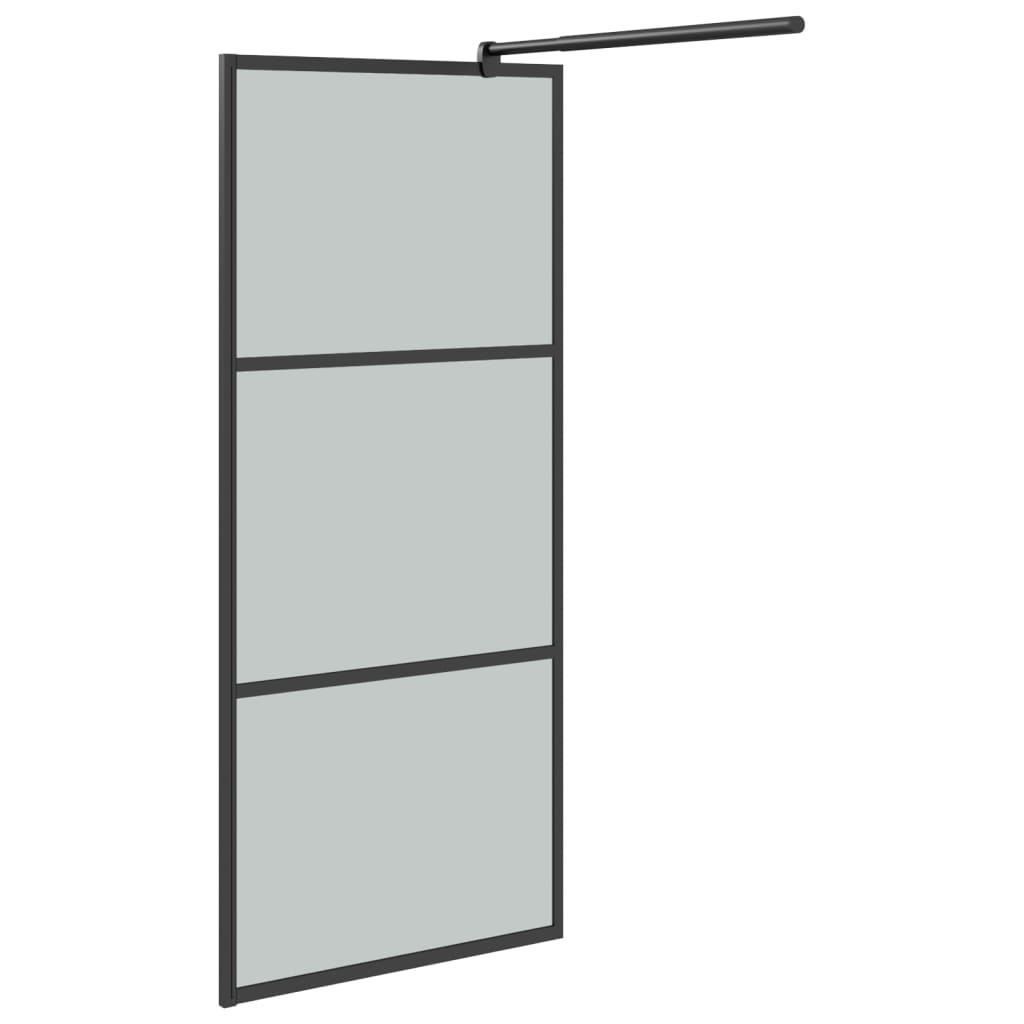 Walk-in Shower Wall with Shelf Black 80x195cm ESG Glass&Aluminium