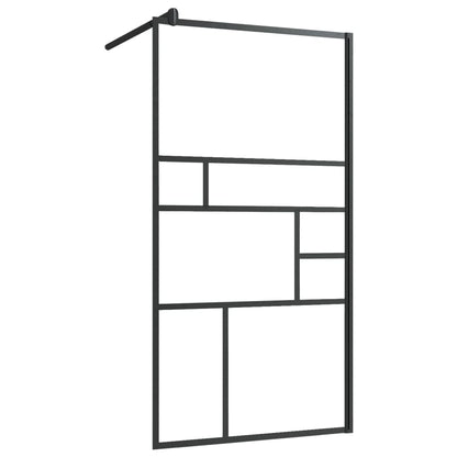 Walk-in Shower Wall with Shelf Black 90x195 cm ESG Glass&Aluminium