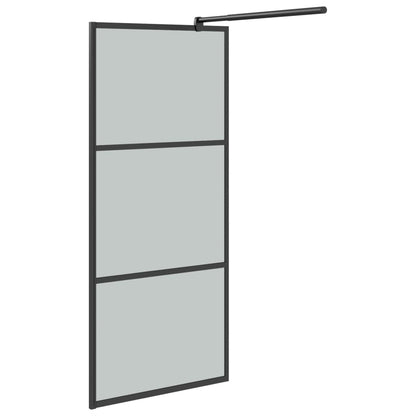 Walk-in Shower Wall with Shelf Black 90x195 cm ESG Glass&Aluminium