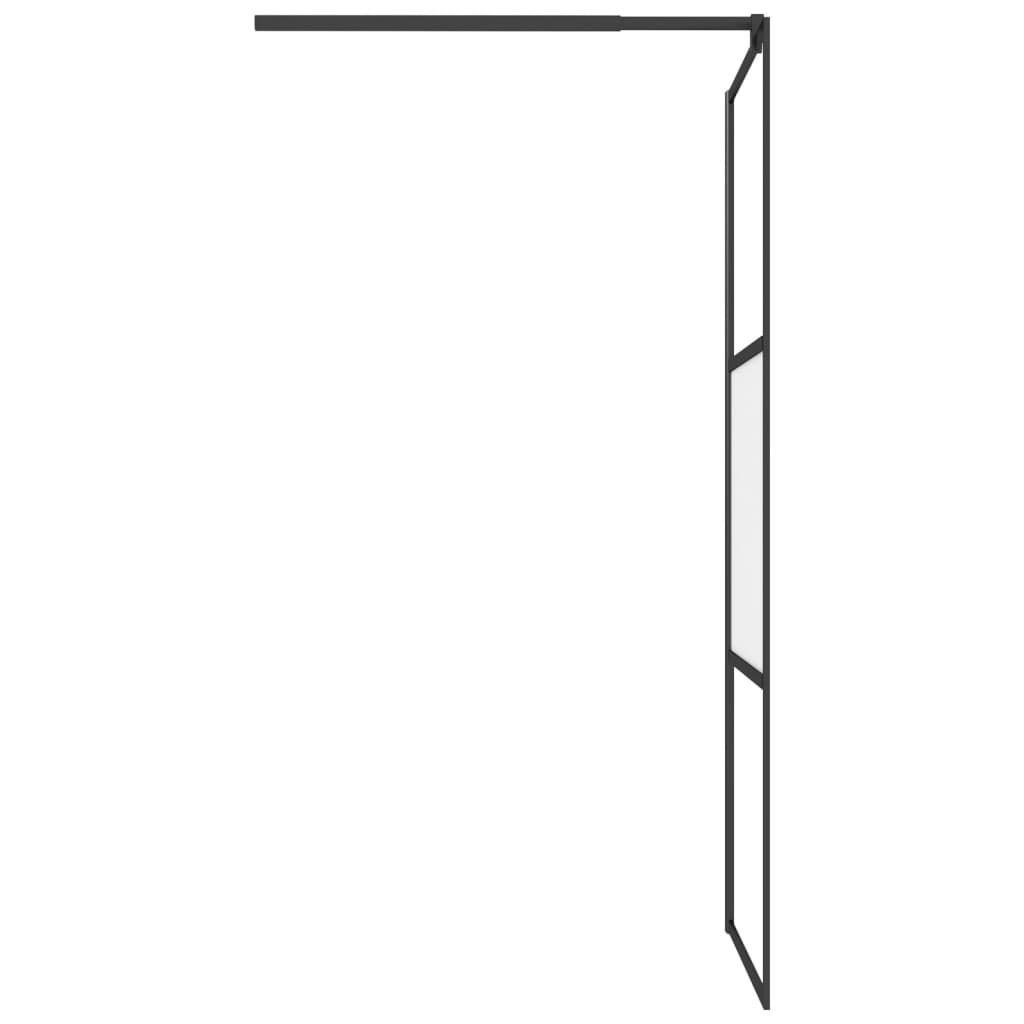 Walk-in Shower Wall with Shelf Black 100x195 cm ESG Glass&Aluminium