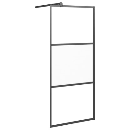 Walk-in Shower Wall with Shelf Black 100x195 cm ESG Glass&Aluminium