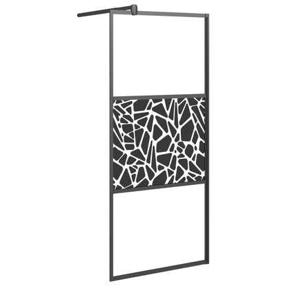 Walk-in Shower Wall with Shelf Black 100x195 cm ESG Glass&Aluminium