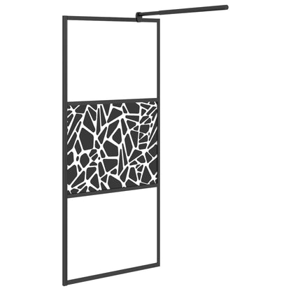 Walk-in Shower Wall with Shelf Black 100x195 cm ESG Glass&Aluminium