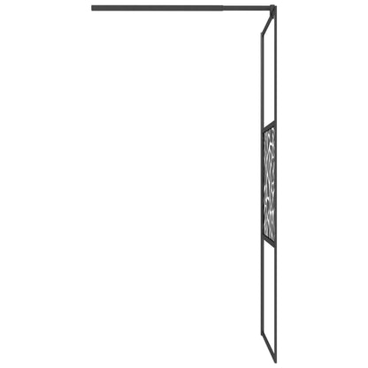 Walk-in Shower Wall with Shelf Black 100x195 cm ESG Glass&Aluminium