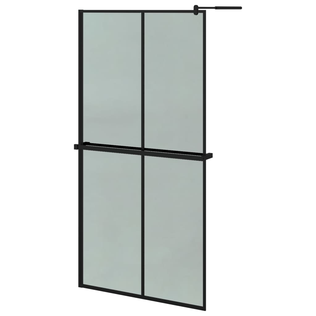 Walk-in Shower Wall with Shelf Black 100x195 cm ESG Glass&Aluminium