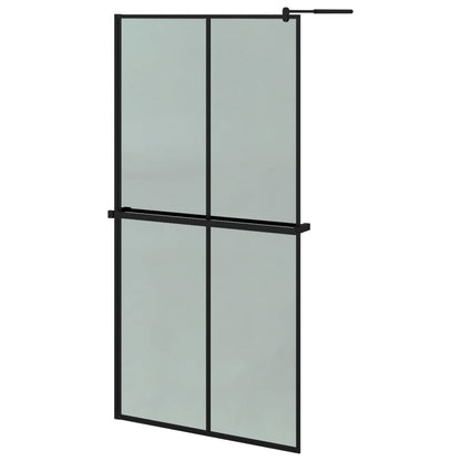 Walk-in Shower Wall with Shelf Black 100x195 cm ESG Glass&Aluminium