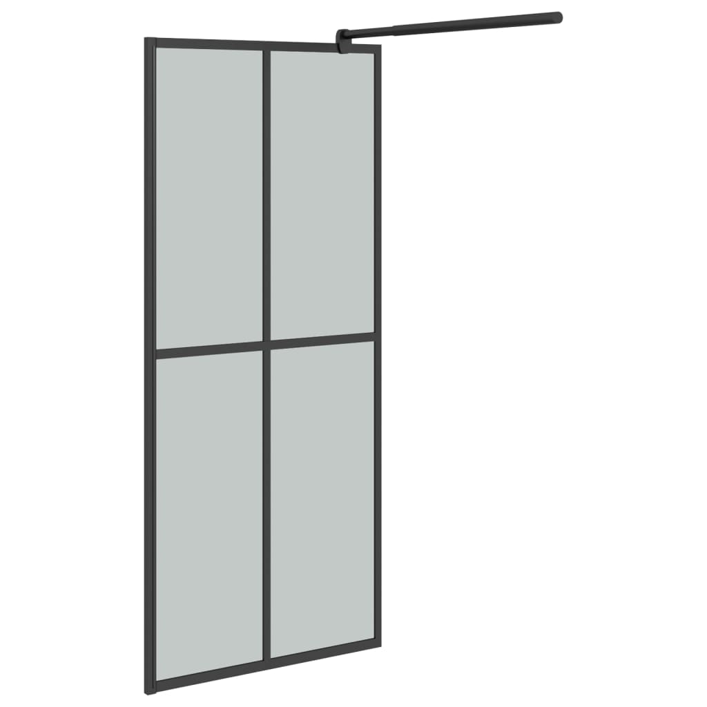 Walk-in Shower Wall with Shelf Black 100x195 cm ESG Glass&Aluminium