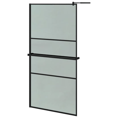 Walk-in Shower Wall with Shelf Black 100x195 cm ESG Glass&Aluminium