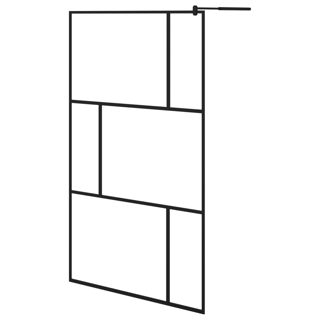 Walk-in Shower Wall with Shelf Black 115x195 cm ESG Glass&Aluminium