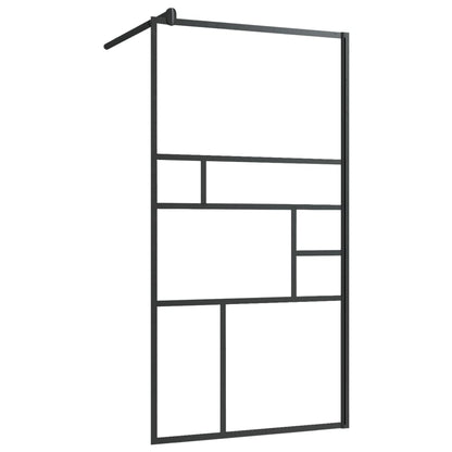 Walk-in Shower Wall with Shelf Black 115x195 cm ESG Glass&Aluminium