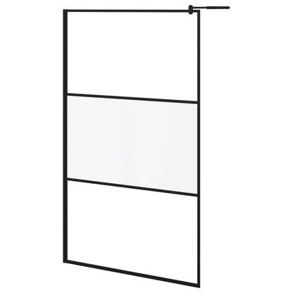 Walk-in Shower Wall with Shelf Black 115x195 cm ESG Glass&Aluminium