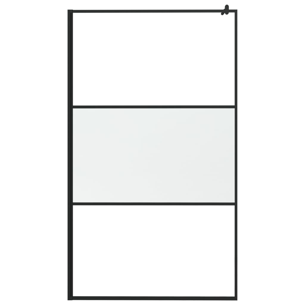 Walk-in Shower Wall with Shelf Black 115x195 cm ESG Glass&Aluminium