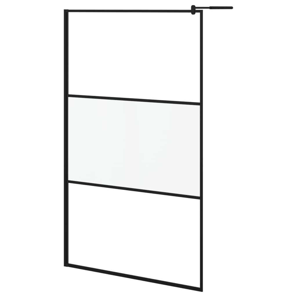 Walk-in Shower Wall with Shelf Black 115x195 cm ESG Glass&Aluminium