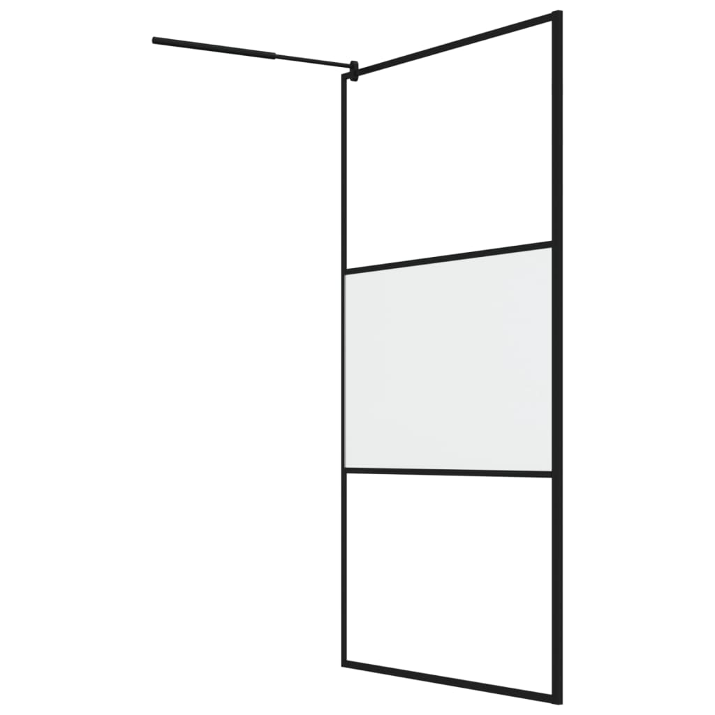 Walk-in Shower Wall with Shelf Black 115x195 cm ESG Glass&Aluminium