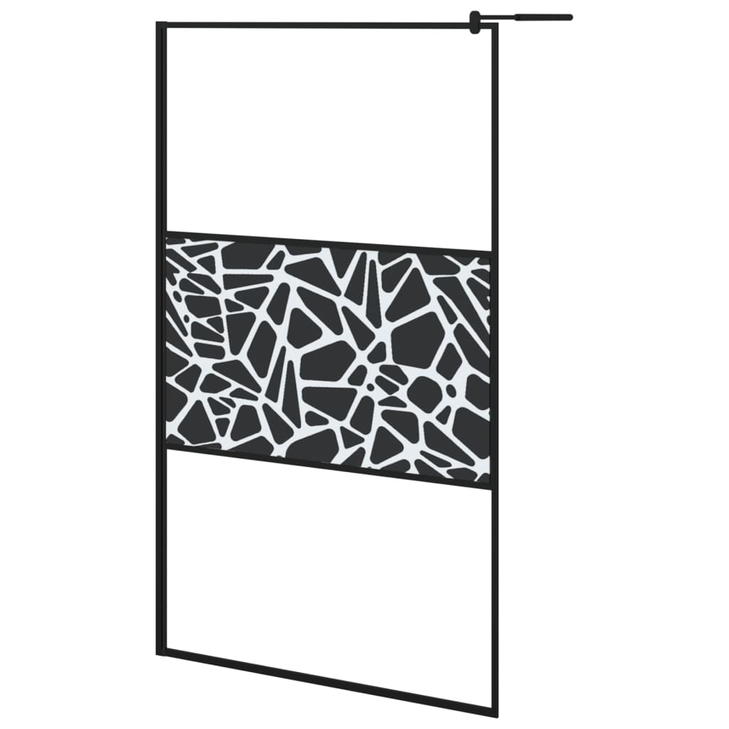 Walk-in Shower Wall with Shelf Black 115x195 cm ESG Glass&Aluminium