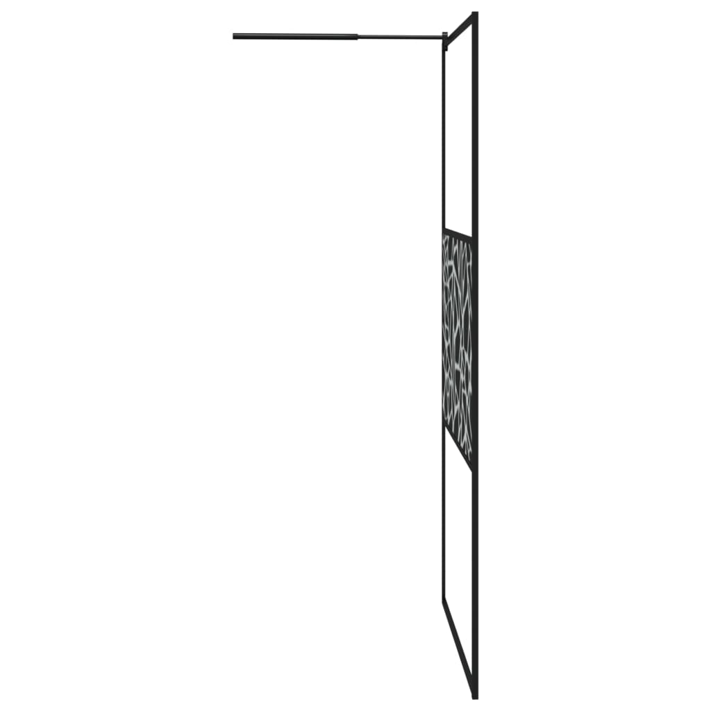 Walk-in Shower Wall with Shelf Black 115x195 cm ESG Glass&Aluminium