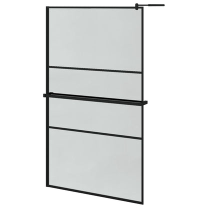 Walk-in Shower Wall with Shelf Black 115x195 cm ESG Glass&Aluminium