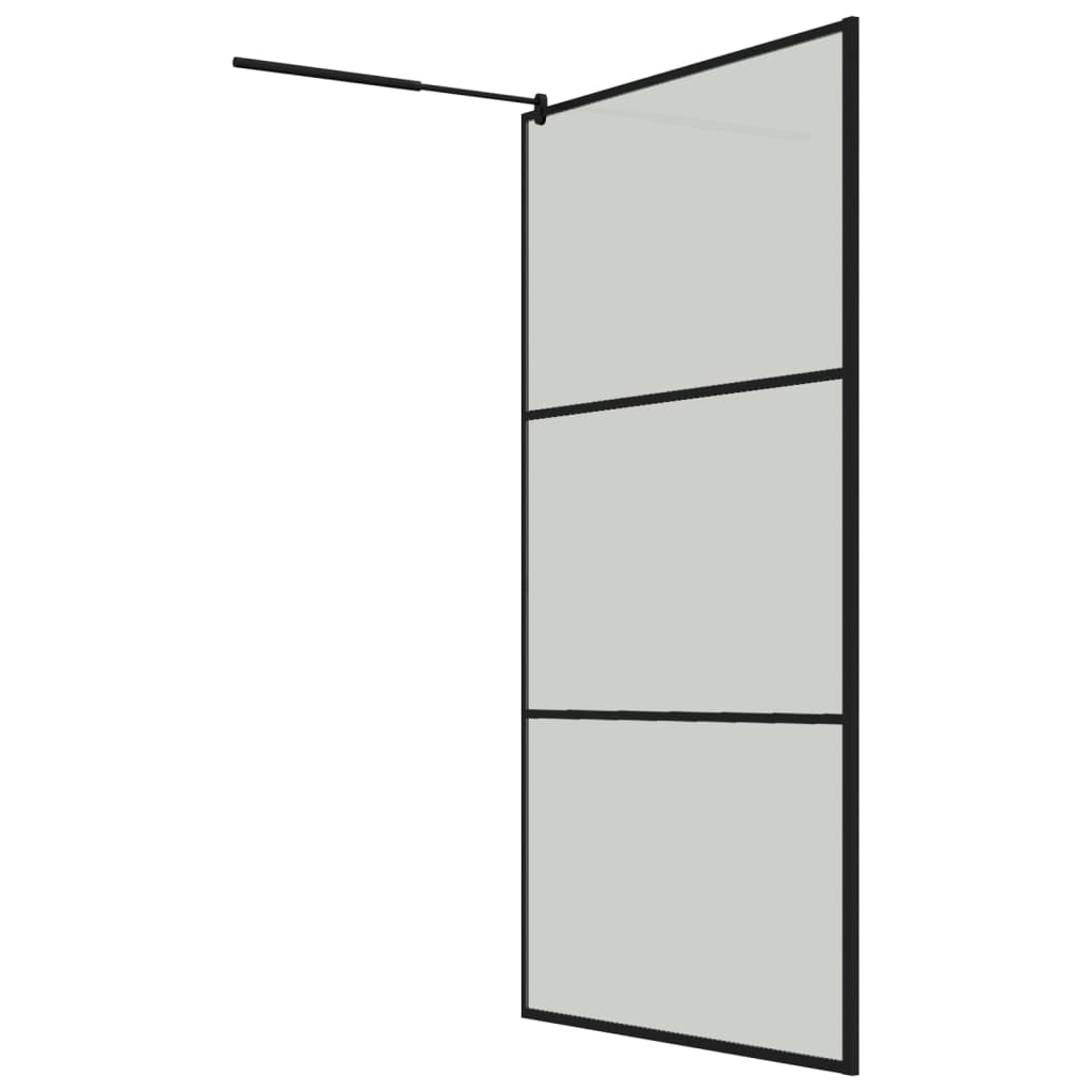 Walk-in Shower Wall with Shelf Black 115x195 cm ESG Glass&Aluminium