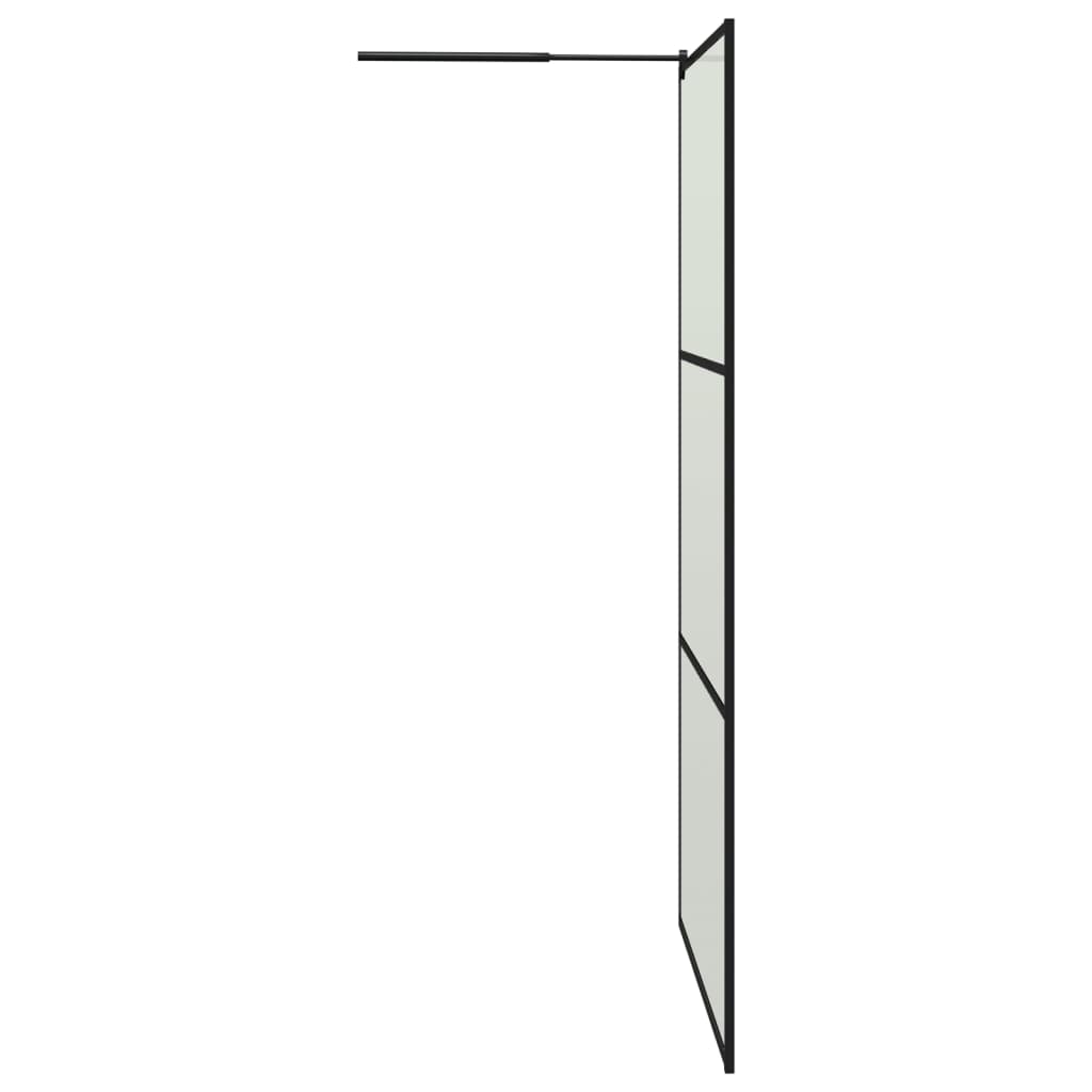 Walk-in Shower Wall with Shelf Black 115x195 cm ESG Glass&Aluminium